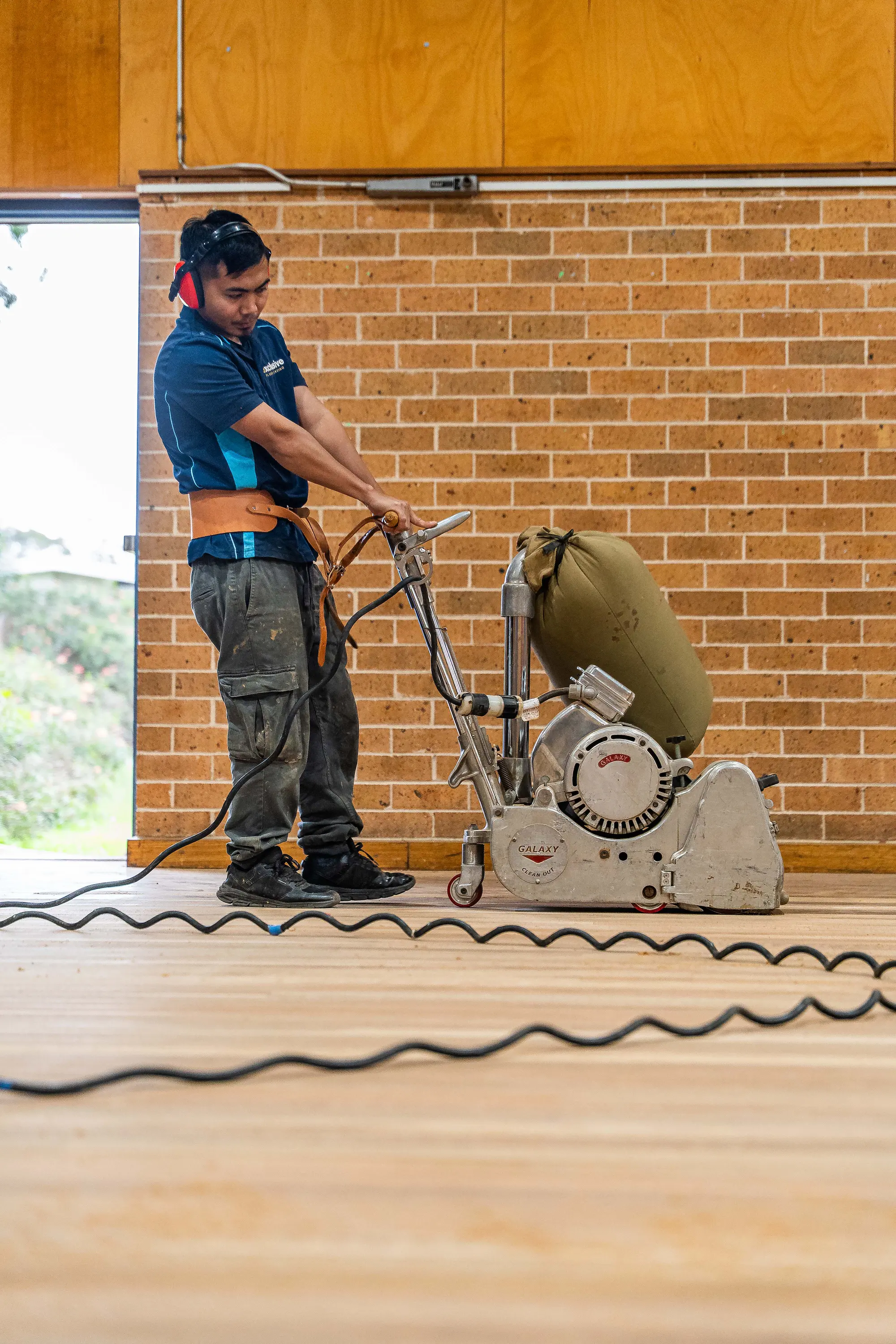 Spotted Gum timber floor sanding in progress
