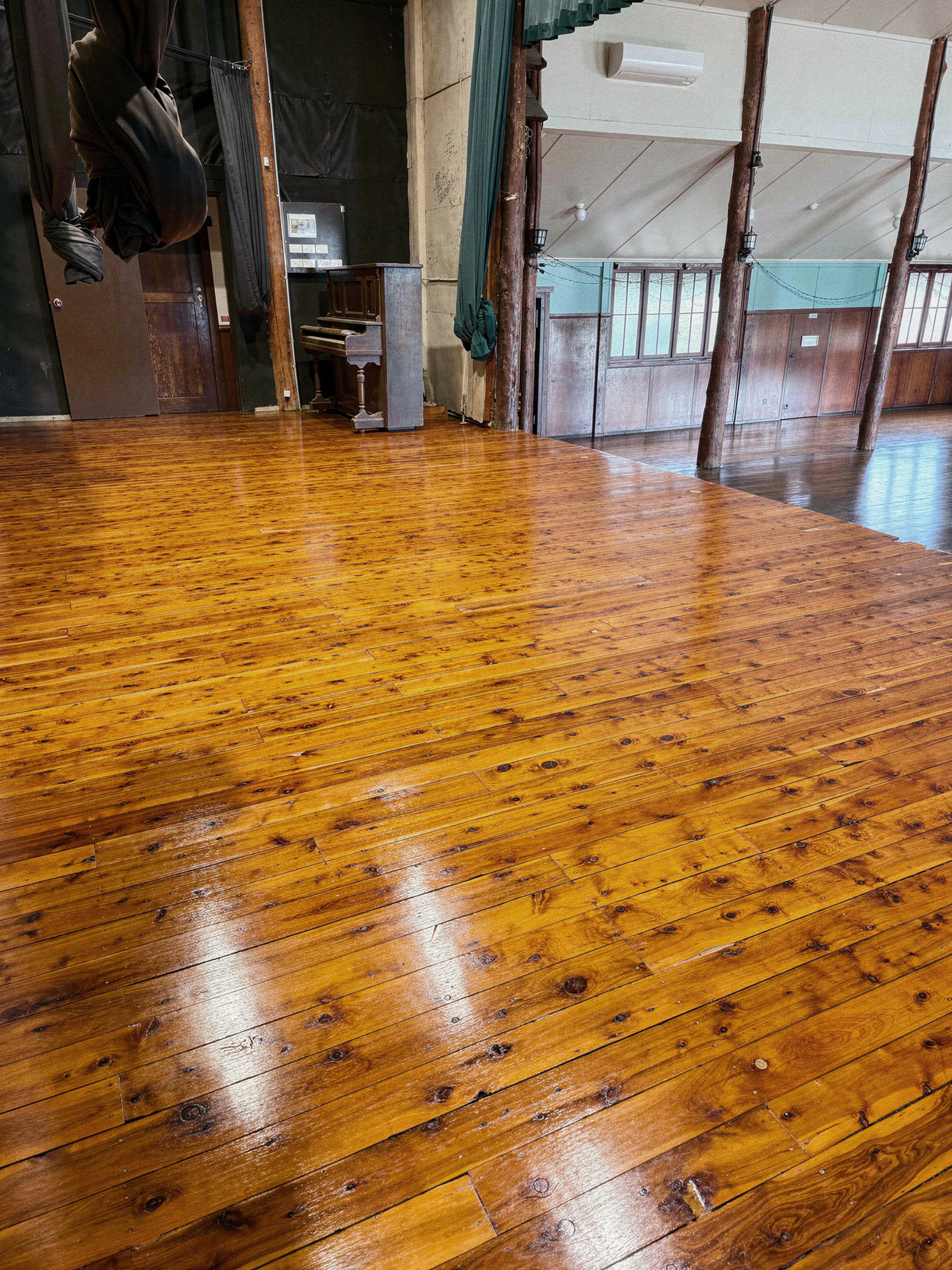 Restored Cypress Pine community hall floor